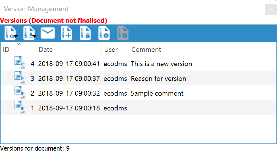 ecoDMS - Versionsverwaltung